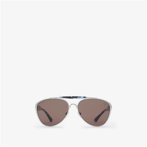 lunette burberry aviator|Heritage Aviator Sunglasses in Silver/blue .